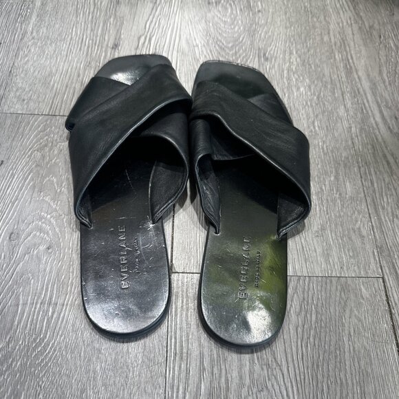 Everlane Day Crossover Leather Sandals Slides Womens Shoes Size 7.5 Black - Picture 4 of 6